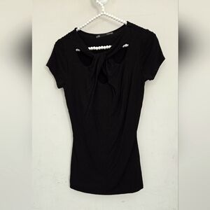 Maurice's Cutout Neck Black Top Size Small